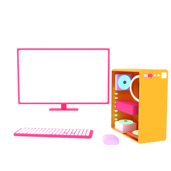 3d illustration computer, keyboard, and mouse png