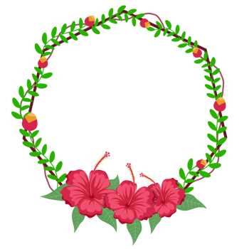 Round wreath with twigs with  floral  .design graphic png