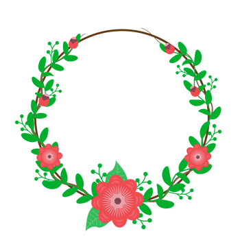 Round wreath with twigs with pink floral  .design graphic png