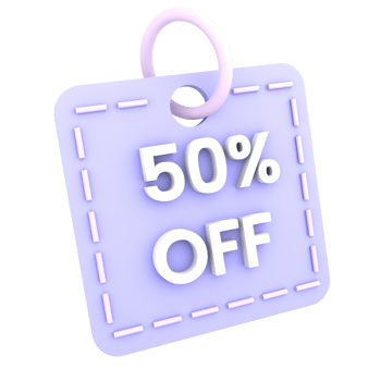 3d discount 50 percent off sale tag icon ecommerce illustration png