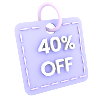 3d discount 40 percent off sale tag icon ecommerce illustration png