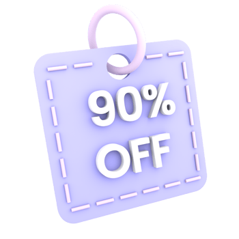 3d discount 90 percent off sale tag icon ecommerce illustration png