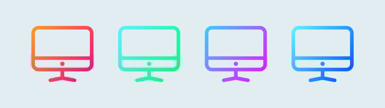 Computer line icon in gradient colors. Desktop monitor signs vector illustration.