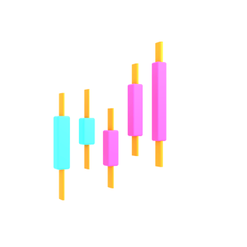 3d candle trading chart isolated render illustration png