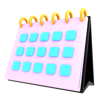 3d simple table calender isolated render illustration png