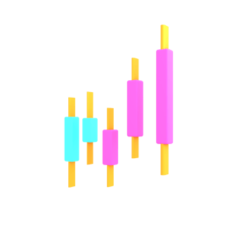 3d candle trading chart isolated render illustration png
