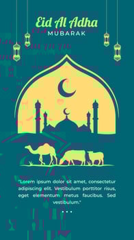 Eid Al Adha Mubarak Flat Design Illustration Social Media Story Template vector
