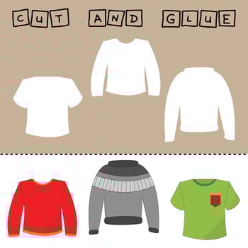 Vector illustration of wear with shadows. paper game for the development of preschoolers.