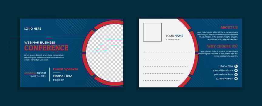 Professional business conference postcard design template vector