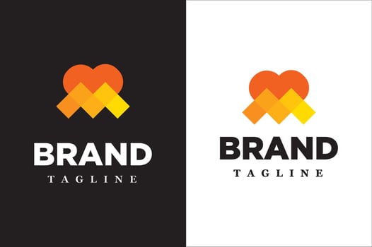 Letter M heart abstract logo for business. vector
