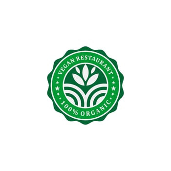 vegetarian restaurant label logo design vector