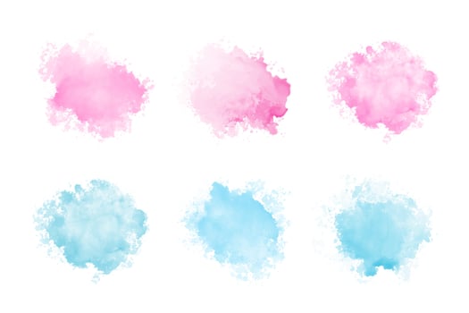 Abstract pink and blue watercolor water splash set vector