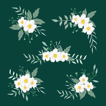 white flowers arrangements set vector