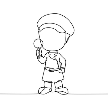 continuous line drawing on detective vector