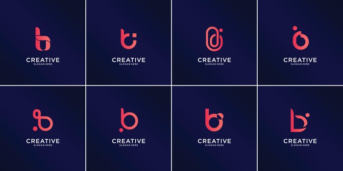 Set of abstract initial letter B logo design template,dot,technology icons for business of luxury, elegant, simple. Premium Vector