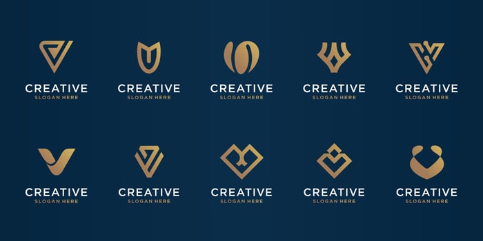Set of abstract initial letter v logo template. icons for business of luxury, elegant, simple. Premium Vector