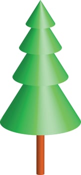 3d pine tree simple design for christmas ornament graphic element vector