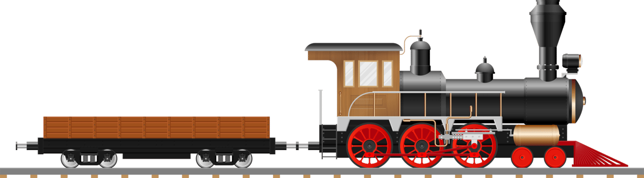 Vintage steam locomotive and wagon png