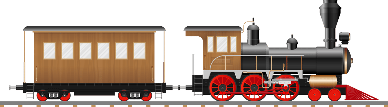 Vintage steam locomotive and wagon png