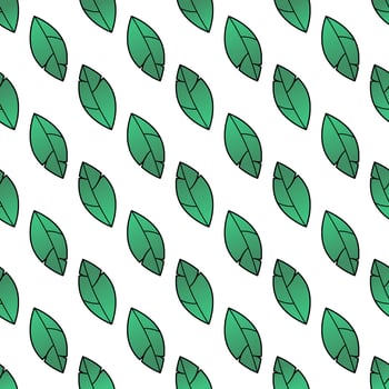 Seamless natural pattern with staggered green leaves on a white background. Freshness, organic, vegetarian concept vector