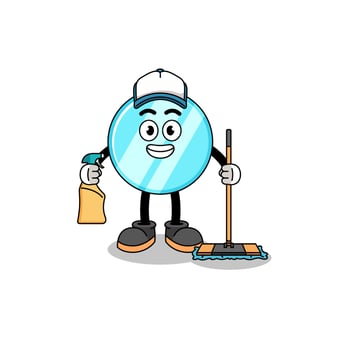 Character mascot of mirror as a cleaning services vector