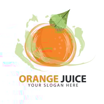 Fresh citrus fruit logo with leaves on top. Minimalist logo design icon vector