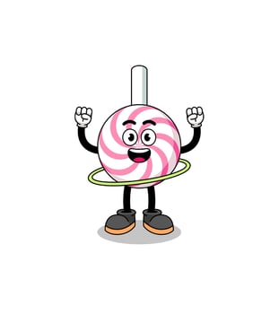 Character Illustration of lollipop spiral playing hula hoop vector