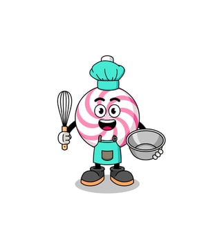 Illustration of lollipop spiral as a bakery chef vector