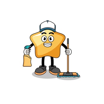Character mascot of star as a cleaning services vector