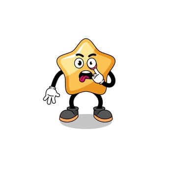 Character Illustration of star with tongue sticking out vector