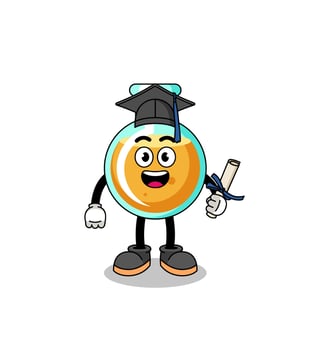 lab beakers mascot with graduation pose vector