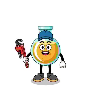 lab beakers illustration cartoon as a plumber vector
