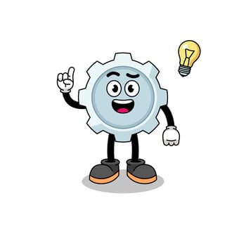 gear cartoon with get an idea pose vector