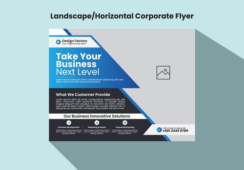 A4 size Horizontal corporate flyer or banner template design for your brand or company with creative, eye catching, professional and modern shape vector