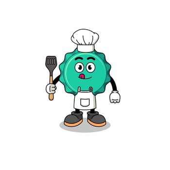 Mascot Illustration of bottle cap chef vector