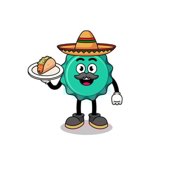 Character cartoon of bottle cap as a mexican chef vector