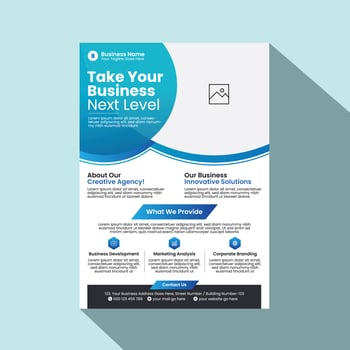 A4 size vertical corporate flyer or banner template design for your brand or company with creative, eye catching, professional and modern shape vector