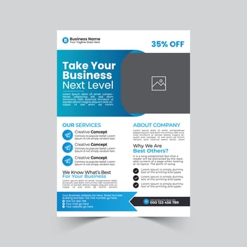 A4 size vertical corporate flyer or banner template design for your brand or company with creative, eye catching, professional and modern shape vector