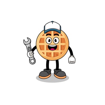 circle waffle illustration cartoon as a mechanic vector