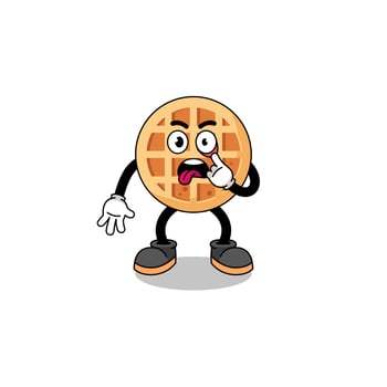 Character Illustration of circle waffle with tongue sticking out vector