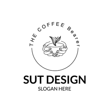 line art botanical hand holding coffee cup vector