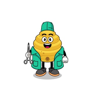 Illustration of bee hive mascot as a surgeon vector