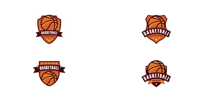 Basketball championship logo with shield vector