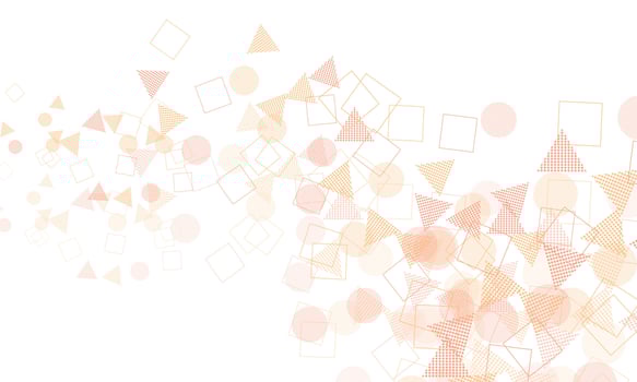 Light orange vector template with crystals, circles, squares.