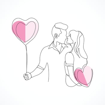 Continuous line drawing couple love vector