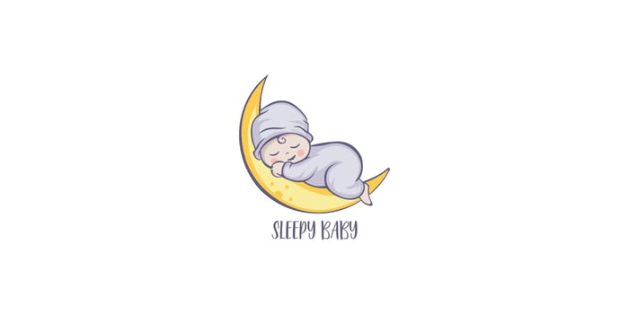 Sleeping cute baby logo designs template Premium Vector