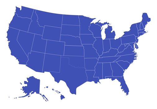 map of fifty states of america vector