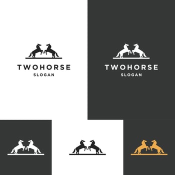 Two Horse logo icon flat design template vector
