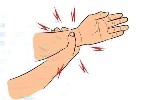 Broken or Sprained Wrist Diagram vector illustration isolated white background