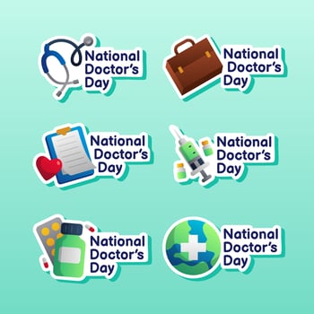 National Doctor Day Sticker Collection vector